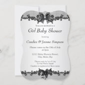 Girl Baby Shower Butterfly Black White Blonde Invitation (Back)