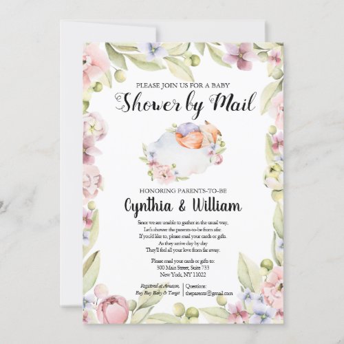 Girl Baby Shower By Mail  Elegant Spring Floral Invitation