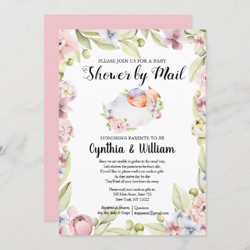 Girl Baby Shower By Mail  Elegant Spring Floral Invitation
