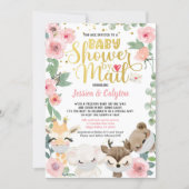 Girl Baby Shower By Mail Pandemic Woodland Animal Invitation (Front)