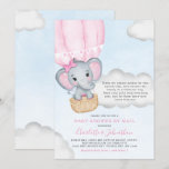 Girl Baby Shower By Mail Pink Elephant Invitation