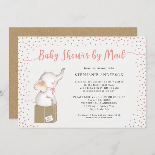 Girl Baby Shower by mail with shipping box Invitation