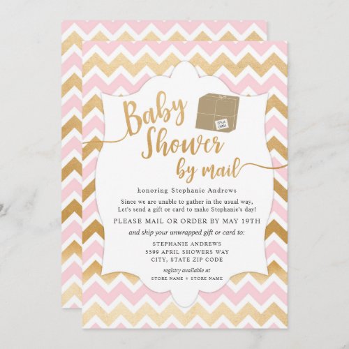 Girl Baby Shower by mail with shipping box Invitation