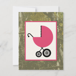 Girl Baby Shower - Camo & Hot Pink Carriage Invitation