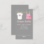 Girl Baby Shower, Clothes Diaper Raffle Tickets Enclosure Card (Front/Back)