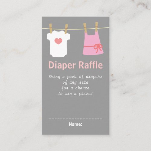 Girl Baby Shower, Clothes Diaper Raffle Tickets Business Cards
