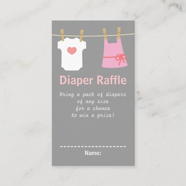 Girl Baby Shower, Clothes Diaper Raffle Tickets Enclosure Card (Front)