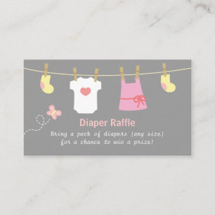 Girl Baby Shower, Clothes Diaper Raffle Tickets Enclosure Card