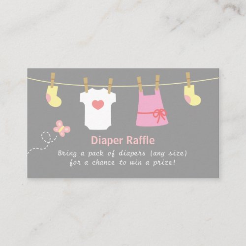 Girl Baby Shower, Clothes Diaper Raffle Tickets Business Card Templates