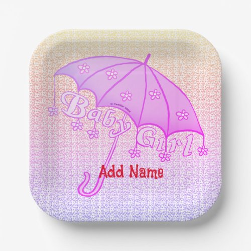 Girl Baby Shower custom name Paper Plates