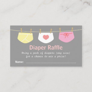 Girl Baby Shower, Cute Diaper Raffle Tickets Enclosure Card