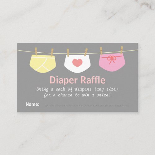 Girl Baby Shower, Cute Diaper Raffle Tickets Business Cards