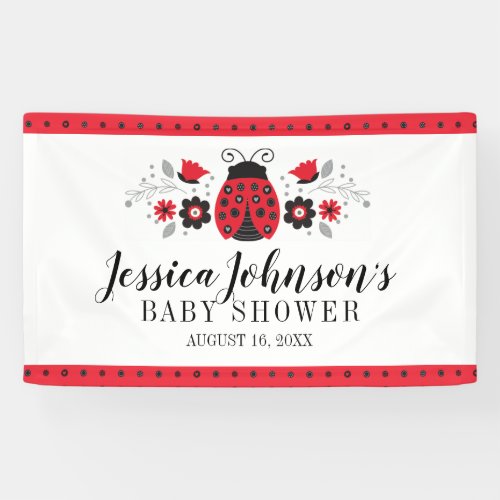 Girl Baby Shower Cute Red Ladybug Banner