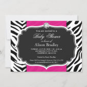 Girl Baby Shower - Elegant Zebra Print Hot Pink Invitation (Back)
