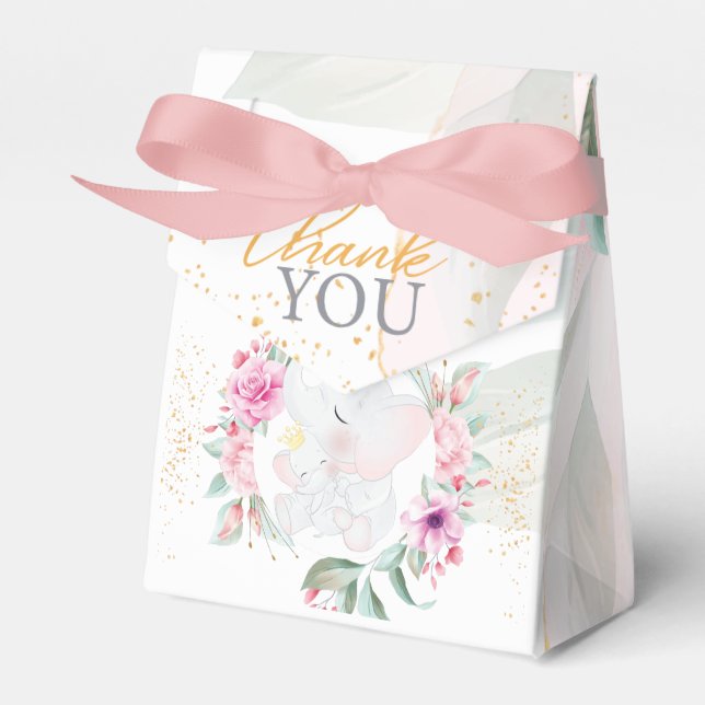 Girl baby shower Elephant Elegant  Favor Boxes (Front Side)