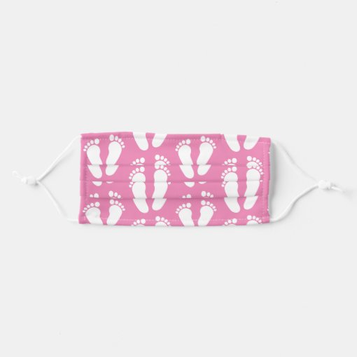 Girl baby shower face mask with cute foot prints | Zazzle