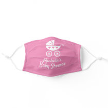Girl baby shower face mask with cute stroller