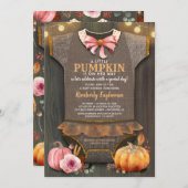 Girl Baby Shower Fall Pumpkin Rustic Burlap Wood Invitation (Front/Back)