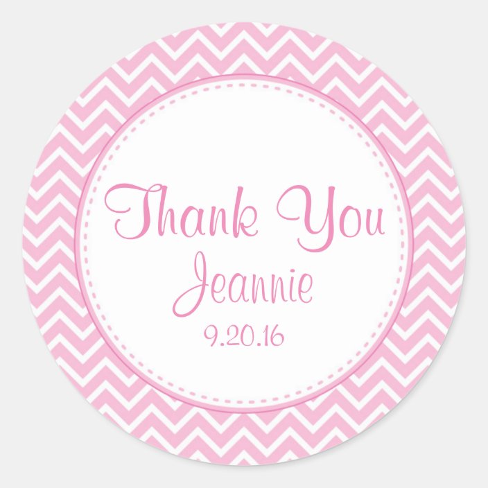 Girl Baby Shower Favor Stickers Tags Chevron Pink Zazzle Com