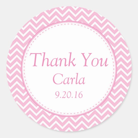 Girl Baby Shower Favor Stickers Tags Chevron Pink Zazzle Com