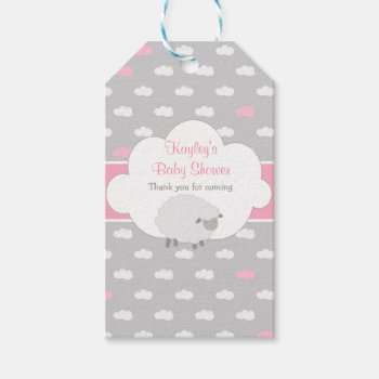 Girl Baby Shower Favor Tags (fluffy Sheep & Cloud) by CallaChic at Zazzle