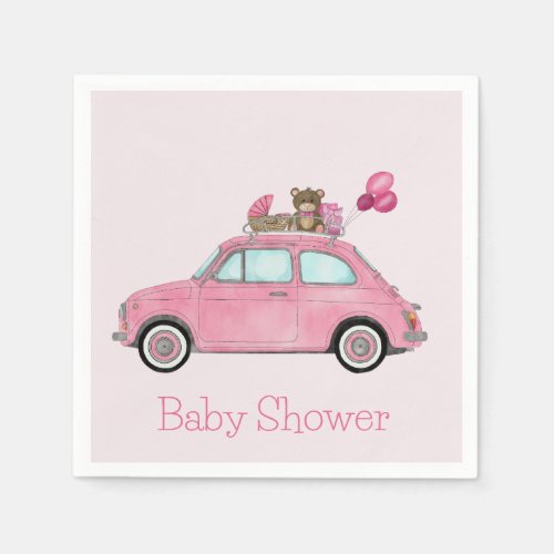 Girl Baby Shower Fiat 500 Napkins
