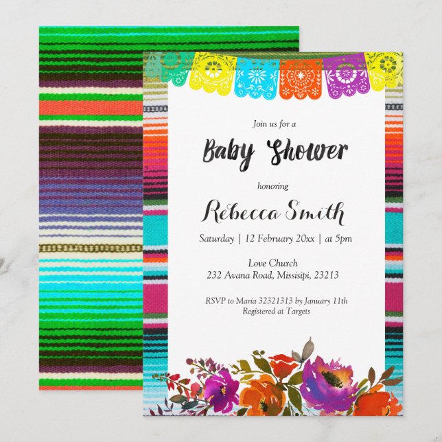 Girl Baby Shower Fiesta Invitation (Front/Back)