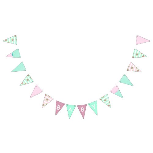 Girl Baby Shower Floral Pink and Teal Banner
