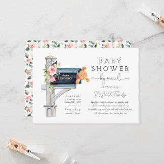 Girl Baby Shower, Floral Pink Baby Shower by Mail Invitation