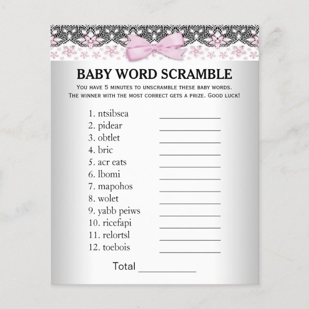 Girl Baby Shower Games Word Scramble Rhyme Quiz