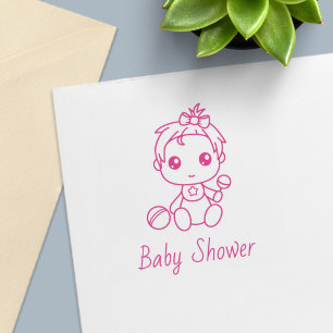 Girl Baby Shower Gender Reveal 2 Self-inking Stamp