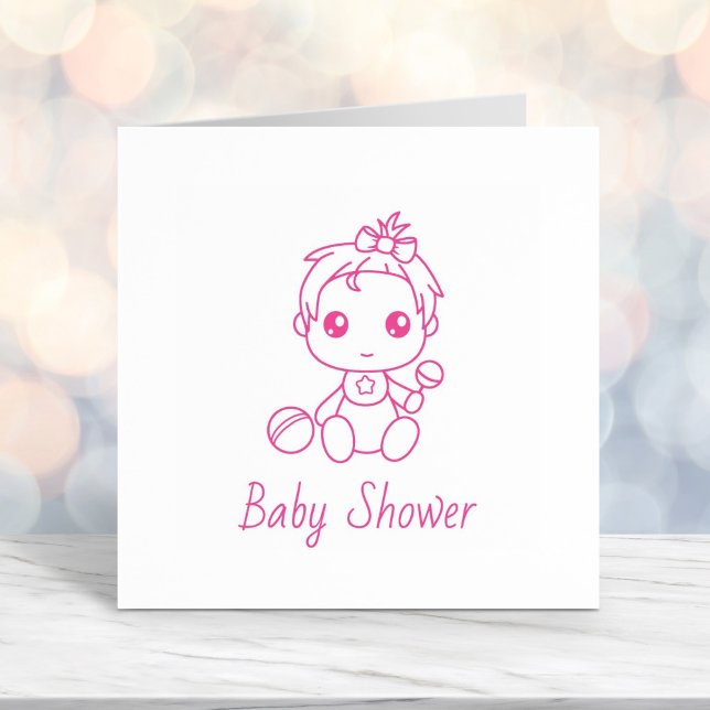 Girl Baby Shower Gender Reveal 2 Self-inking Stamp (Creator Uploaded)