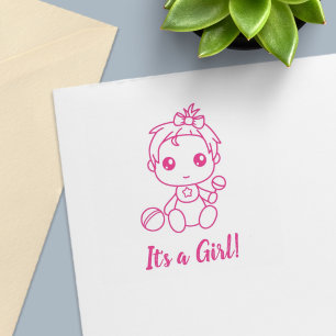 Girl Baby Shower Gender Reveal Self-inking Stamp