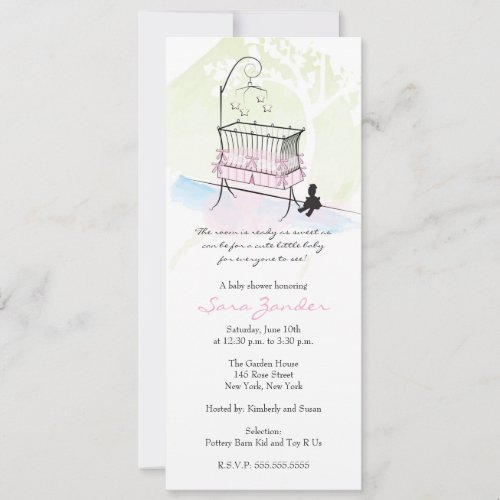 Girl Baby Shower Invitation - Baby Crib