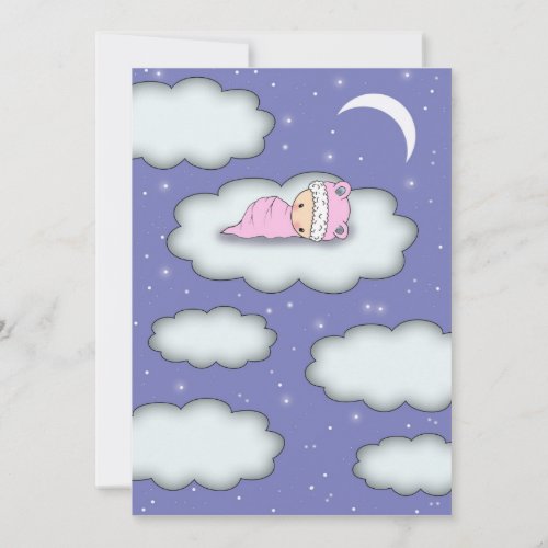 Girl Baby Shower Invitation Baby on Cloud