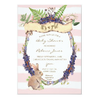 girl baby shower invitation forest rabbit bunny