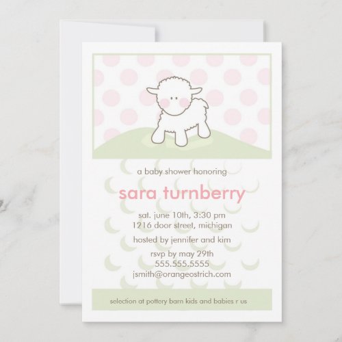 Girl Baby Shower Invitation - Little Lamb