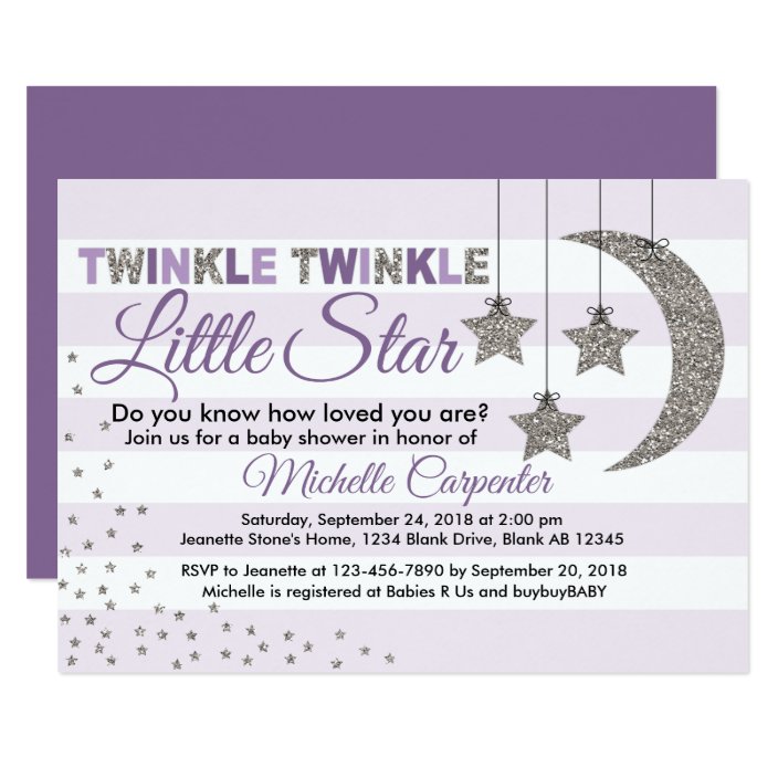 purple and silver baby shower invitations