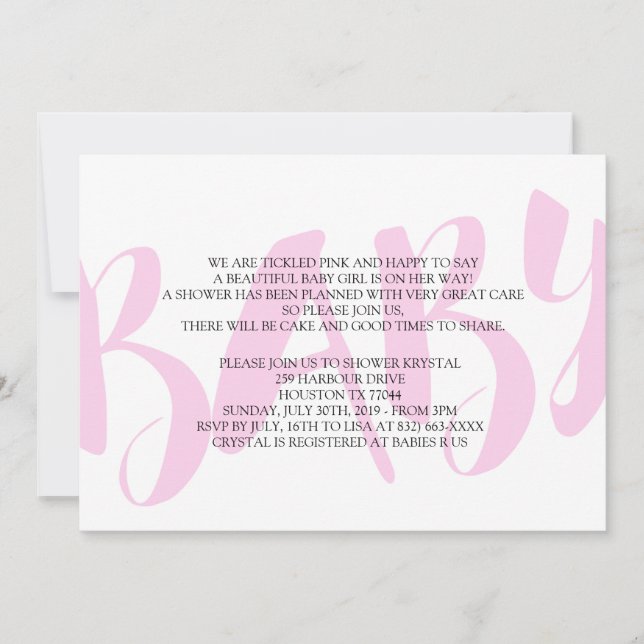 Girl Baby Shower Invitations (Front)