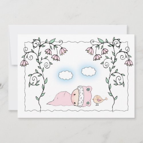 Girl Baby Shower Invitations Cute Flowers and Baby