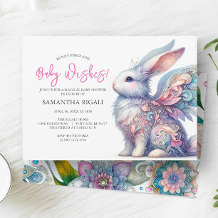 Girl Baby Shower Invitations Spring Bunny