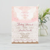 girl baby shower invites, pink angel baby shower invitation (Standing Front)