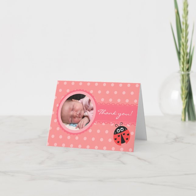 Girl Baby Shower -  Ladybug Thank you card (Front)