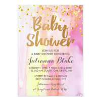 Girl Baby Shower Modern Watercolor Invitation