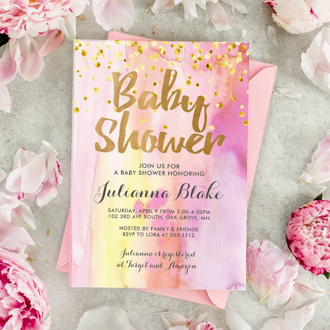 Girl Baby Shower Modern Watercolor Invitation (Creator Uploaded)