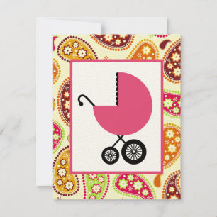 Girl Baby Shower - Paisley & Pink Carriage Invitation