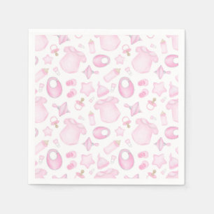 Girl Baby Shower Paper Napkins, Pink Baby Party Napkins