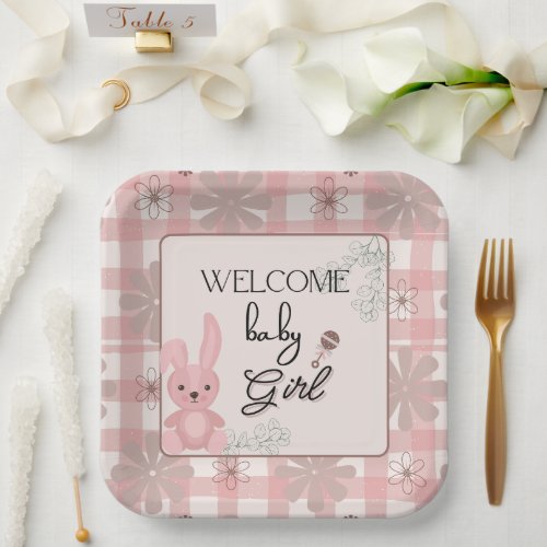 Girl Baby Shower Paper Plates set of 8