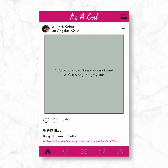 Girl Baby Shower Party Prop Photo Booth Frame Poster (Creator Uploaded)