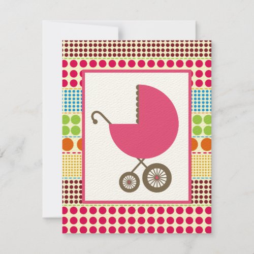 Girl Baby Shower Pink Carriage &amp; Boho Dots Custom Invitation
